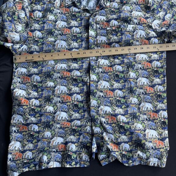 Pidoza Shirt Mens 2XL Elephant Safari Print Short Sleeve Button Up Unique XXL - Picture 5 of 8